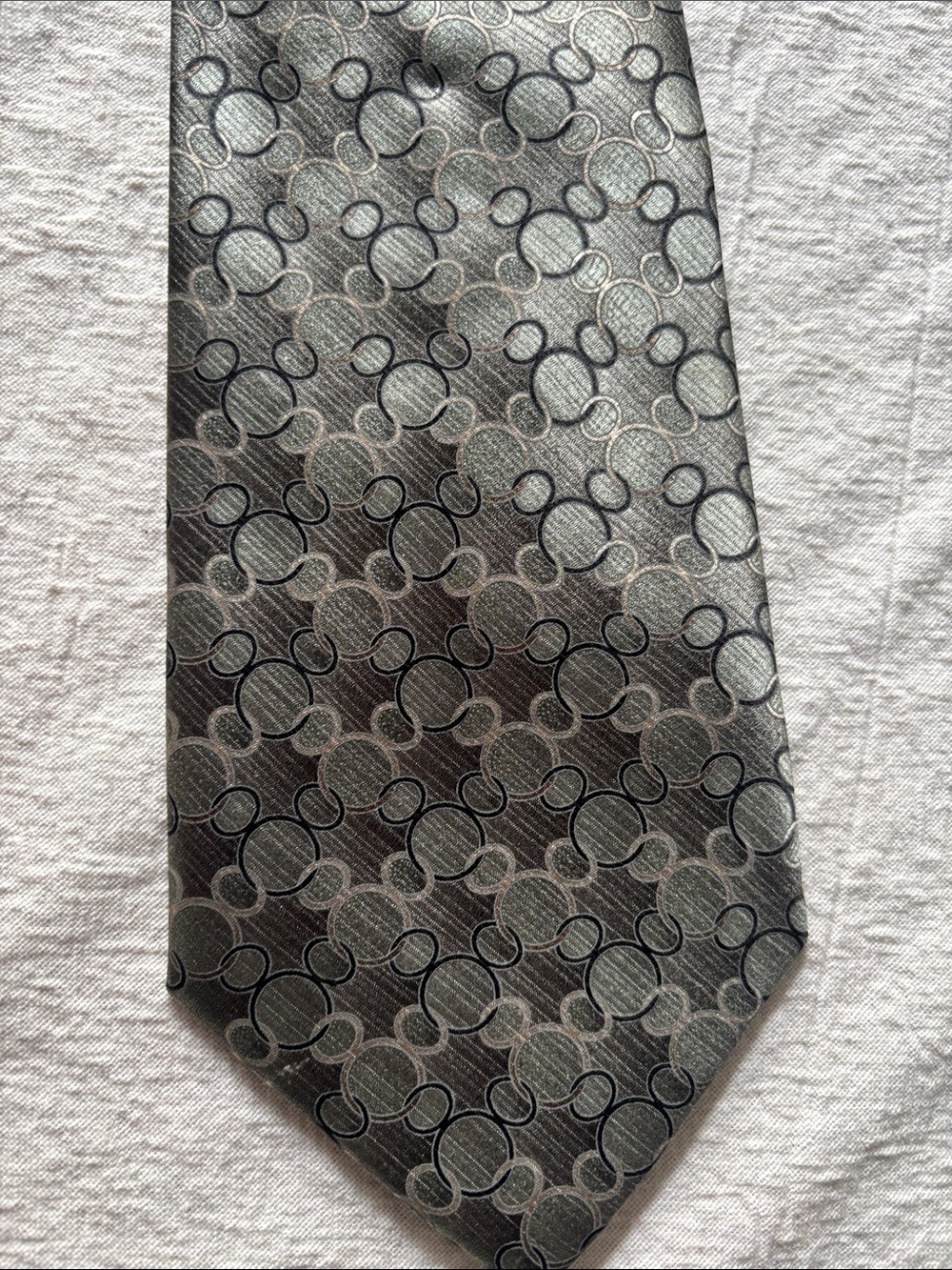 Disney Silver-Gray Tie with Mickey Circle Pattern